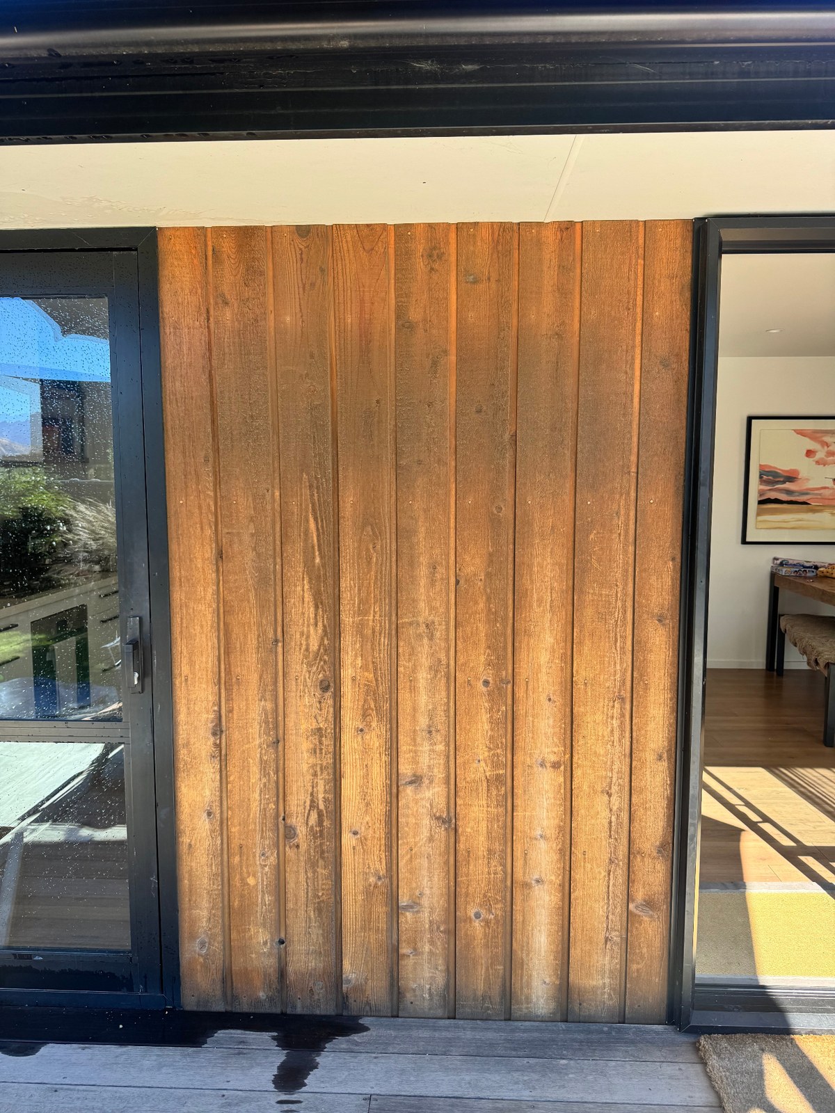 Cedar wall before restoration