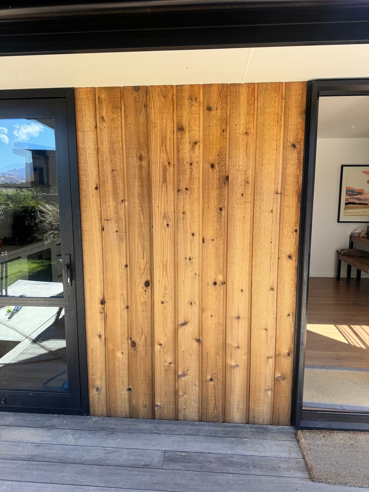 Cedar wall after restoration treatment